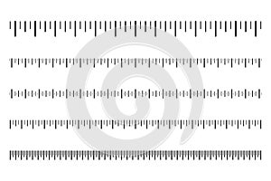 Measurement scale with black marks. Ruler scale for distance and weight, temperature and speed. Calibration scale