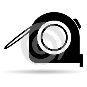 Measurement tape icon shadow, measure tool concept design symbol, instrument flat vector illustration