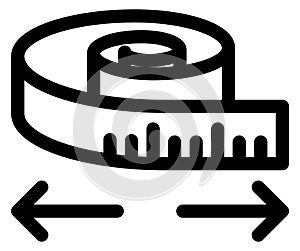 Measurement tape linear icon. Tailor tool symbol