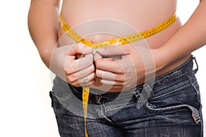 Measures a stomach by tape