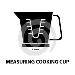 measuring cooking cup icon, black vector sign with editable strokes, concept illustration