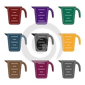 Measuring cup icon in black style isolated on white background. Kitchen symbol stock vector illustration.