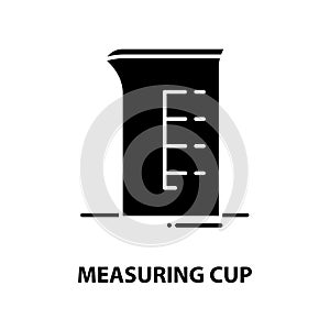 measuring cup icon, black vector sign with editable strokes, concept illustration