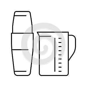 measuring cup and mixer for make coffee cocktail line icon vector illustration