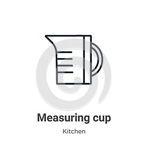 Measuring cup outline vector icon. Thin line black measuring cup icon, flat vector simple element illustration from editable