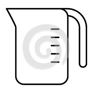 Measuring cup thin line icon. Measuring jug vector illustration isolated on white. Container outline style design