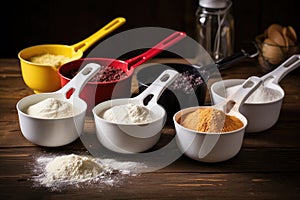 measuring cups filled with dry ingredients