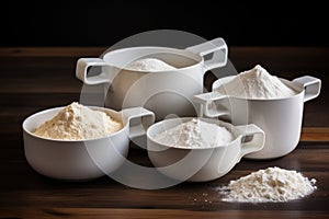 measuring cups filled with dry ingredients