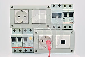 Electrical panel with magneto-thermal, plugs, switches, telephone jack and differential