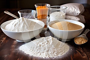 measuring gluten-free flour for a baking recipe