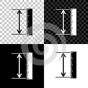 The measuring height and length icon isolated on black, white and transparent background. Ruler, straightedge, scale