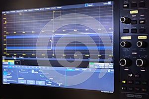 Measuring instrument in the laboratory. Measurement and data collection in a scientific laboratory.