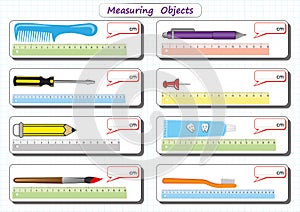 Measuring Length of the Objects with Ruler, worksheet for children, practice sheets, mathematics activities