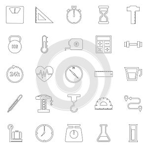 Measuring line icons on white background