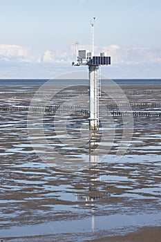 Measuring pole in dutch Waddenzee near Noordkaap