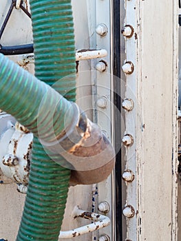 Scale of cesspool emptying machine closeup photo
