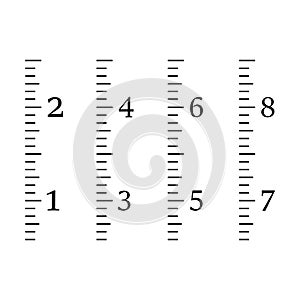 Measuring scale inch, markup for rulers in vertical position. Vector illustration.