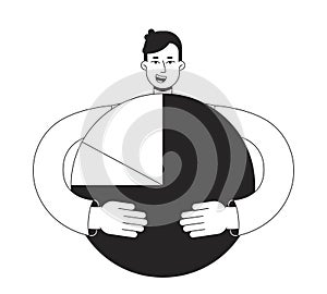 Measuring startup progress bw concept vector spot illustration