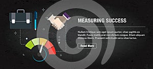 Measuring success, banner internet with icons in vector