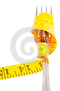 Measuring tape on a fork concept