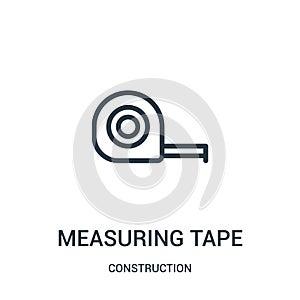 measuring tape icon vector from construction collection. Thin line measuring tape outline icon vector illustration