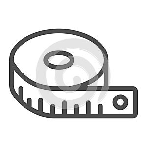 Measuring tape line icon, Diet concept, fitness equipment sign on white background, fitness measuring tape icon in