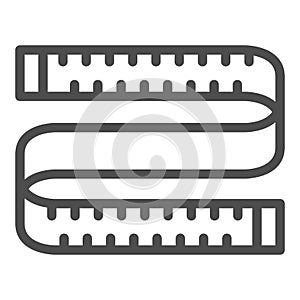 Measuring tape line icon, Gym concept, measure sign on white background, Sewing meter icon in outline style for mobile