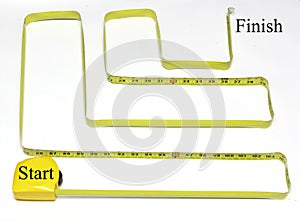 Measuring tape maze start to finish