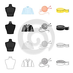 Measuring tape for sewing related icon set