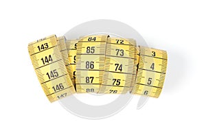 Measuring tape of the tailor, sewing yellow tape