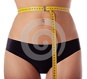 Measuring tape on woman's waist