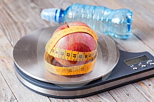 Measuring tape wrapped around a apples