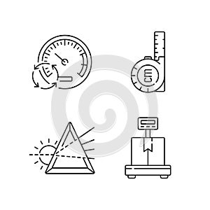 Measuring tools linear icons set photo