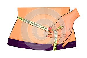 Measuring waist with measuring tape