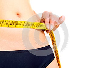 Measuring a woman's abdomen