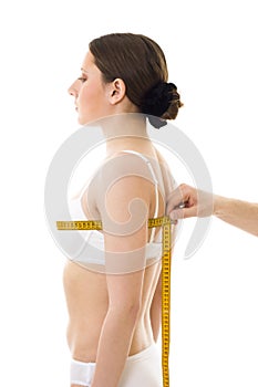 Measuring woman's breast