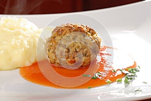 Meat ball and mashed potato