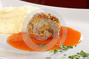 Meat ball and mashed potato