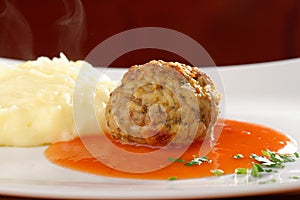 Meat ball and mashed potato