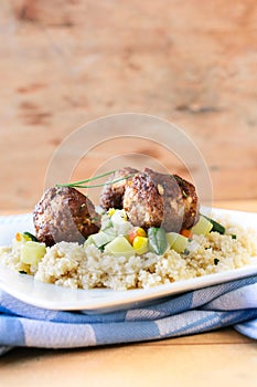 Meat balls and couscous