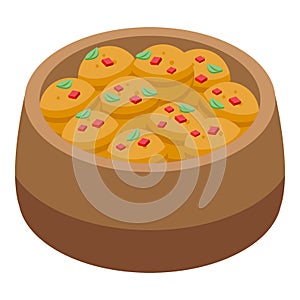 Meat balls icon isometric vector. Brazilian food