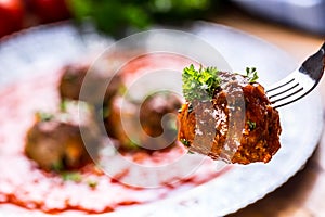 Meat balls. Italian and Mediterranean cuisine. Meat balls with s