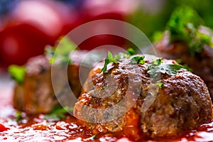 Meat balls. Italian and Mediterranean cuisine. Meat balls with s