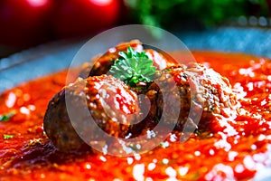 Meat balls. Italian and Mediterranean cuisine. Meat balls with s