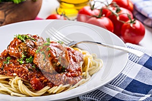 Meat balls. Italian and Mediterranean cuisine. Meat balls with s