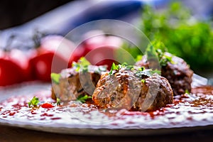 Meat balls. Italian and Mediterranean cuisine. Meat balls with s