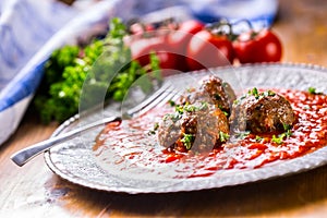 Meat balls. Italian and Mediterranean cuisine. Meat balls with s