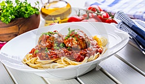 Meat balls. Italian and Mediterranean cuisine. Meat balls with s