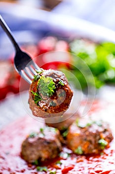 Meat balls. Italian and Mediterranean cuisine. Meat balls with s