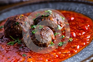 Meat balls. Italian and Mediterranean cuisine. Meat balls with s